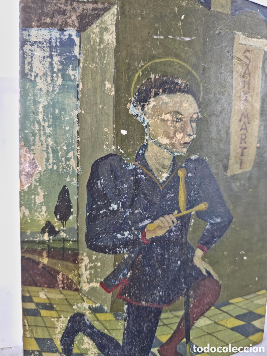 Arte: Icono Catal&aacute;n sobre madera de Sant Marti - Foto 4