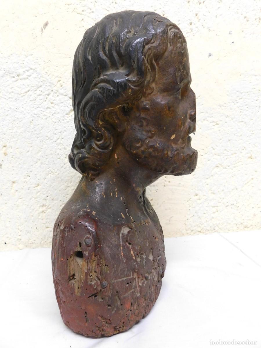 Arte: ANTIGUO BUSTO CRISTO - TALLA DE MADERA - Foto 5
