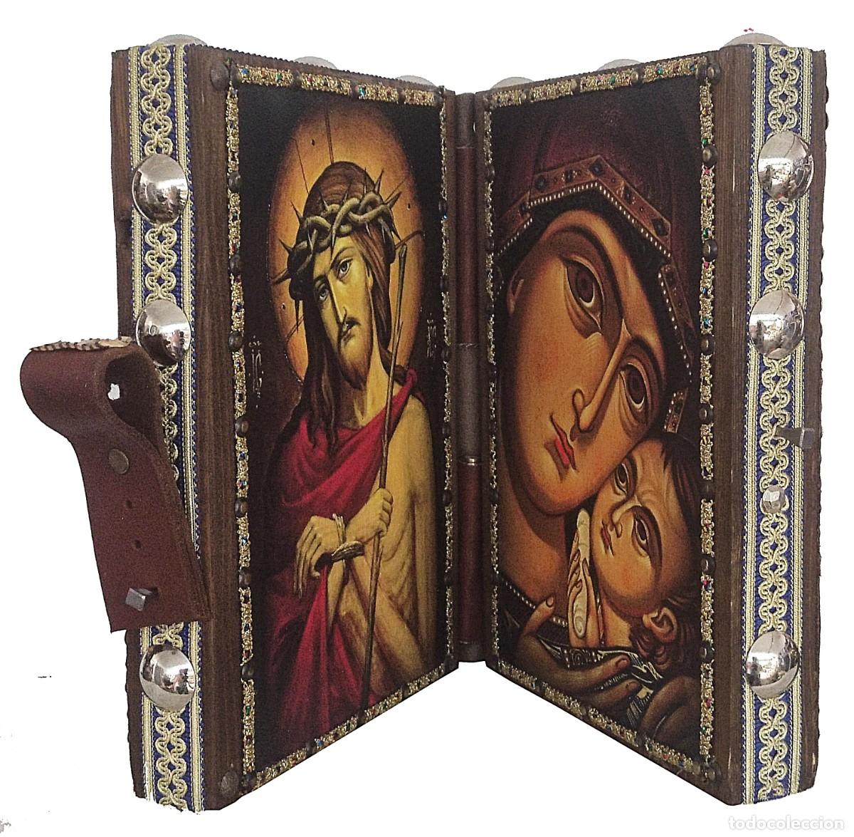 Arte: ESTILO LIBRO CON CRUCIFIJO E IMAGENES RELIGIOSAS - Foto 8