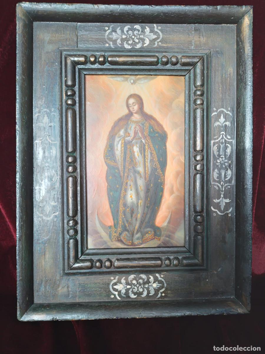 Art: INMACULADA Pintado al oleo sobre cobre, con marco