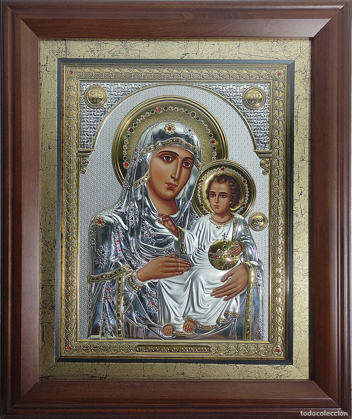 Arte: ICONO DE PLATA Y ORO ENMARCADO CON CRISTAL - Foto 1