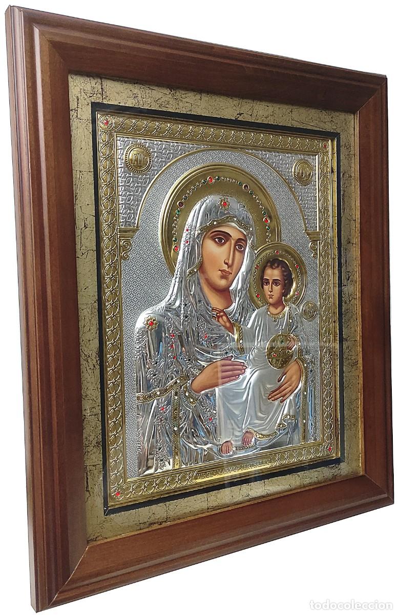 Arte: ICONO DE PLATA Y ORO ENMARCADO CON CRISTAL - Foto 2