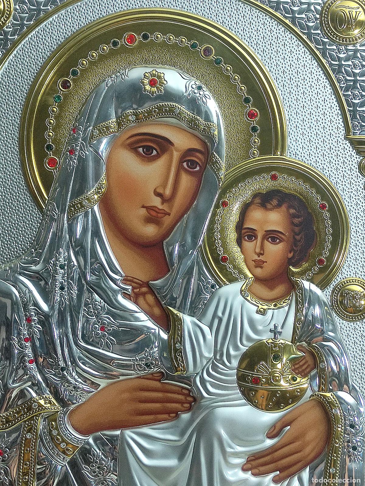 Arte: ICONO DE PLATA Y ORO ENMARCADO CON CRISTAL - Foto 3