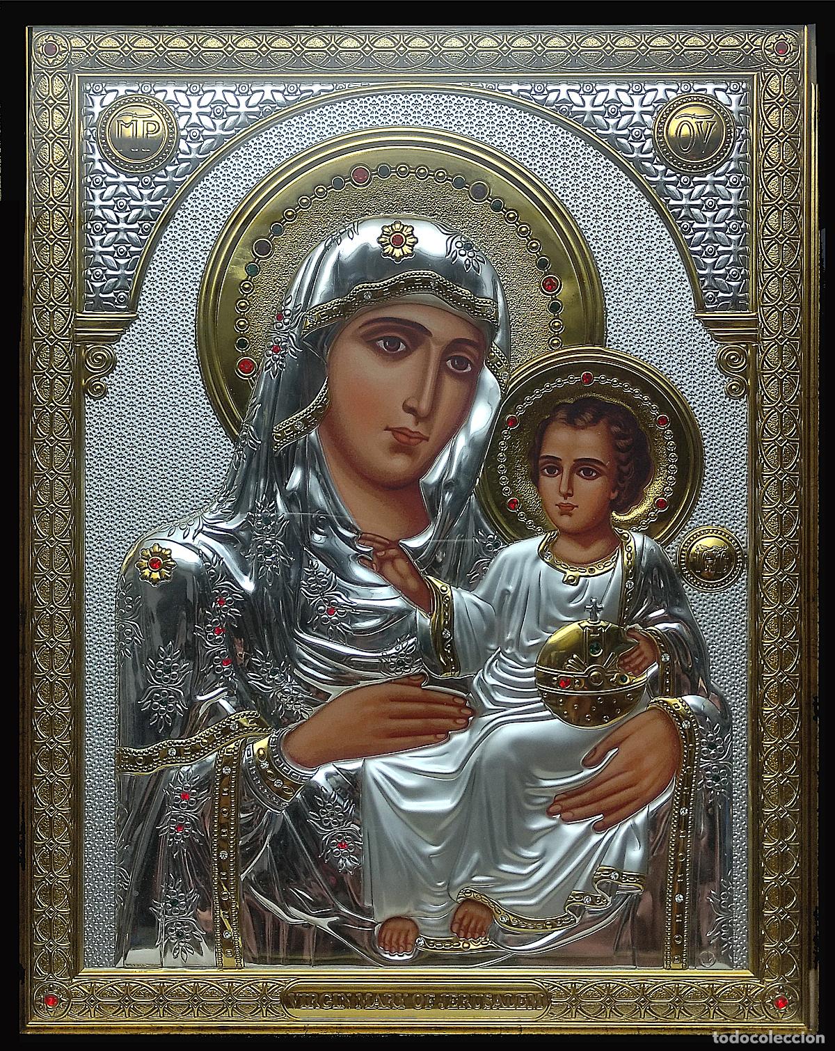 Arte: ICONO DE PLATA Y ORO ENMARCADO CON CRISTAL - Foto 4