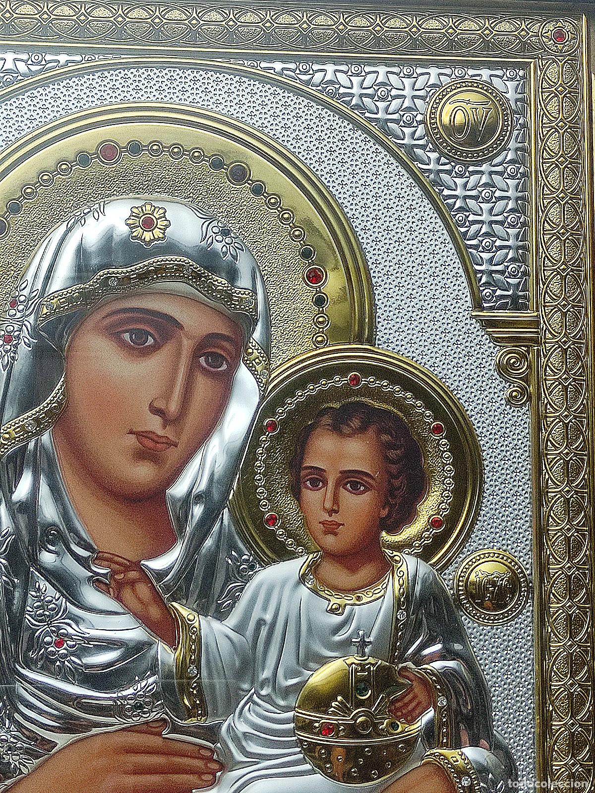 Arte: ICONO DE PLATA Y ORO ENMARCADO CON CRISTAL - Foto 5