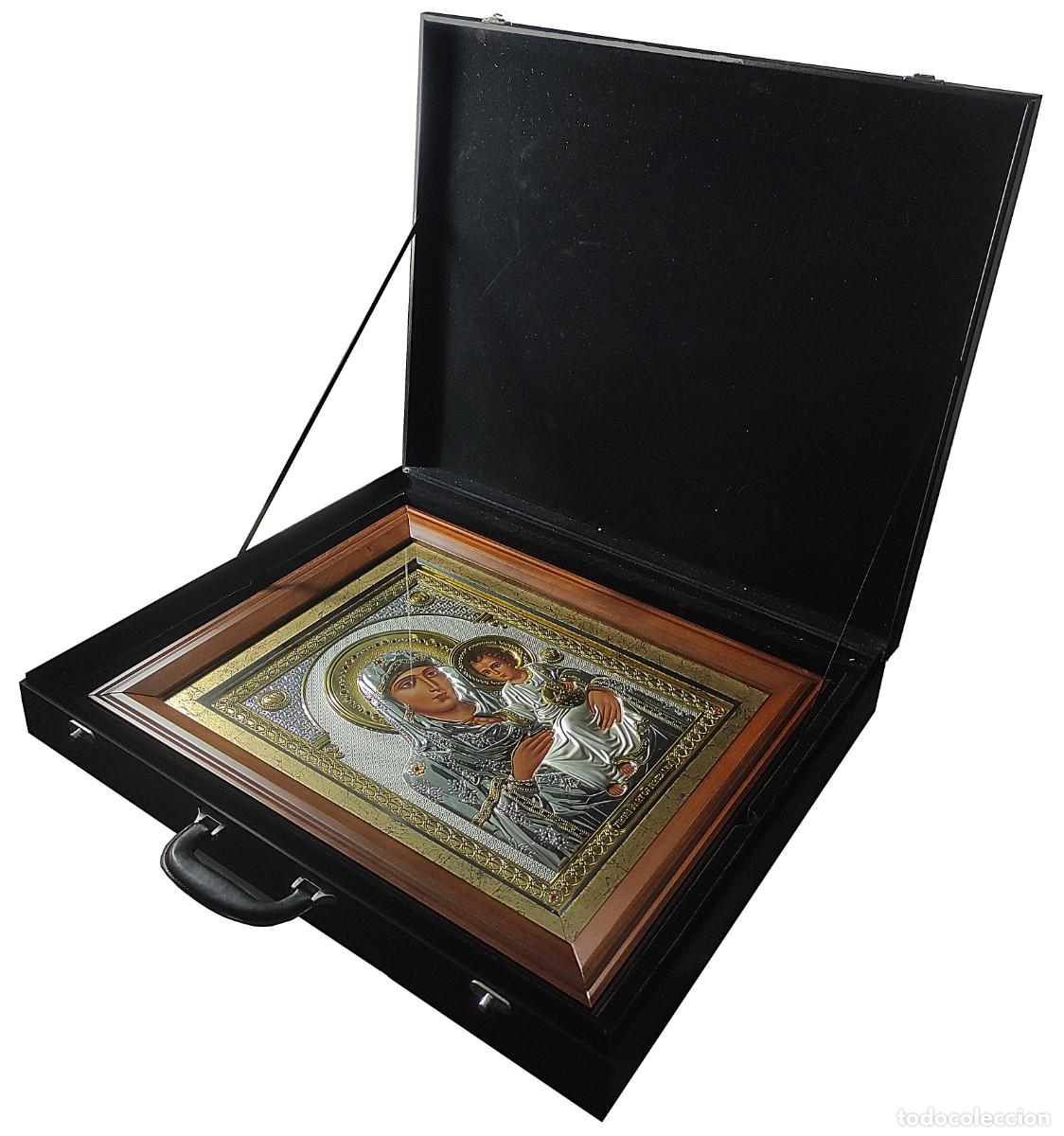 Arte: ICONO DE PLATA Y ORO ENMARCADO CON CRISTAL - Foto 8