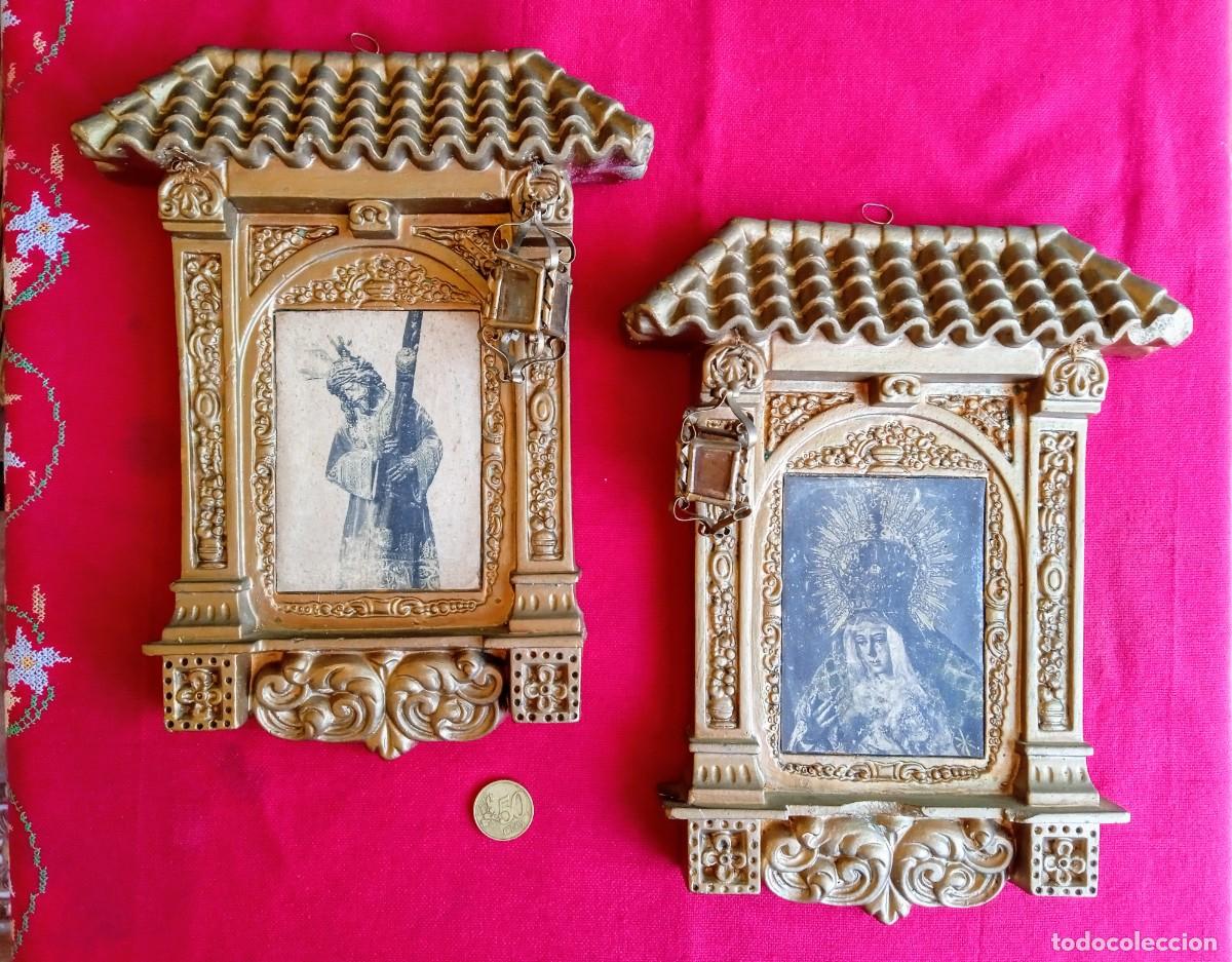 Arte: Pareja de retablos antiguos del Gran Poder y Macarena - Foto 1