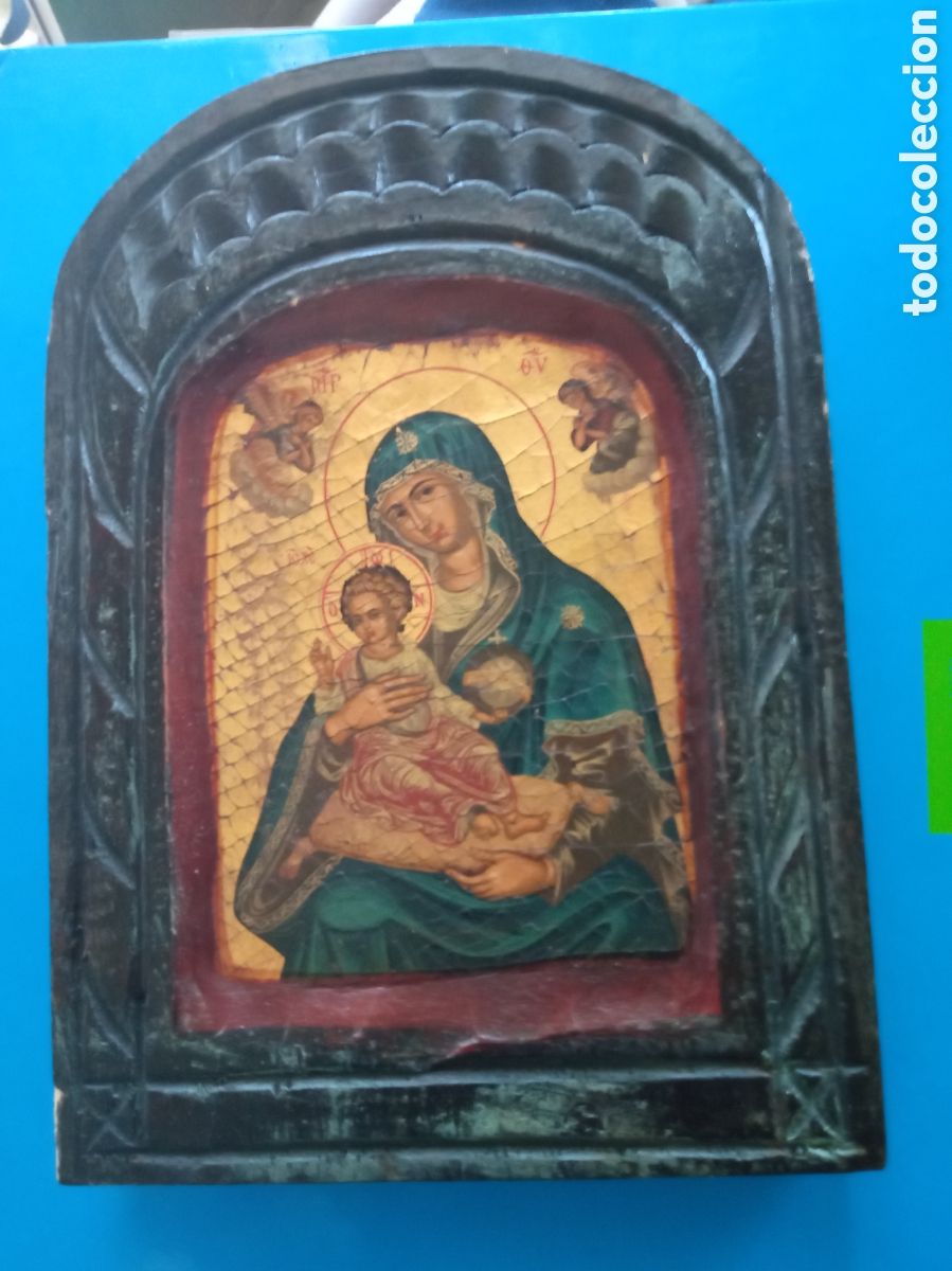 Arte: Antiguo icono con certificado,mide 20x14cm - Foto 3
