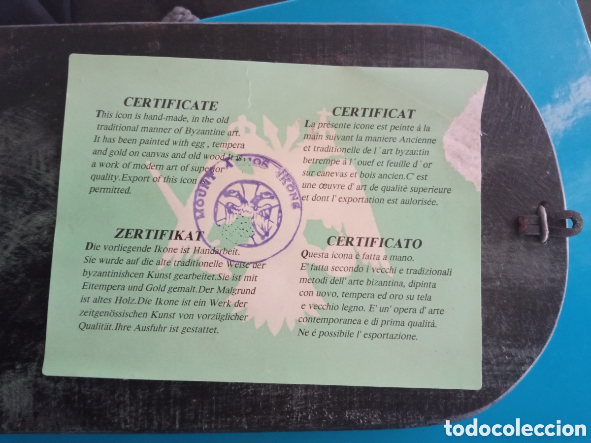 Arte: Antiguo icono con certificado,mide 20x14cm - Foto 4