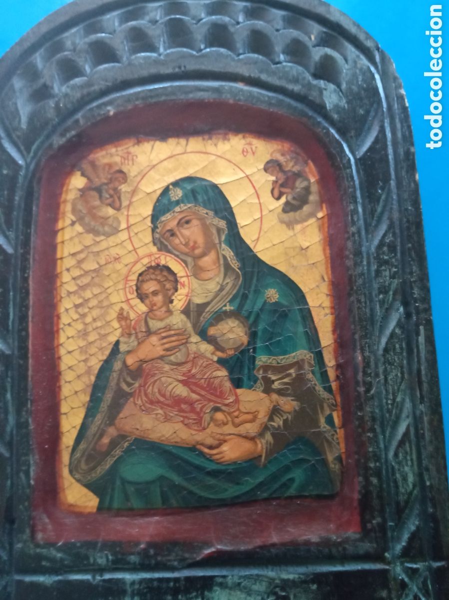 Arte: Antiguo icono con certificado,mide 20x14cm - Foto 6