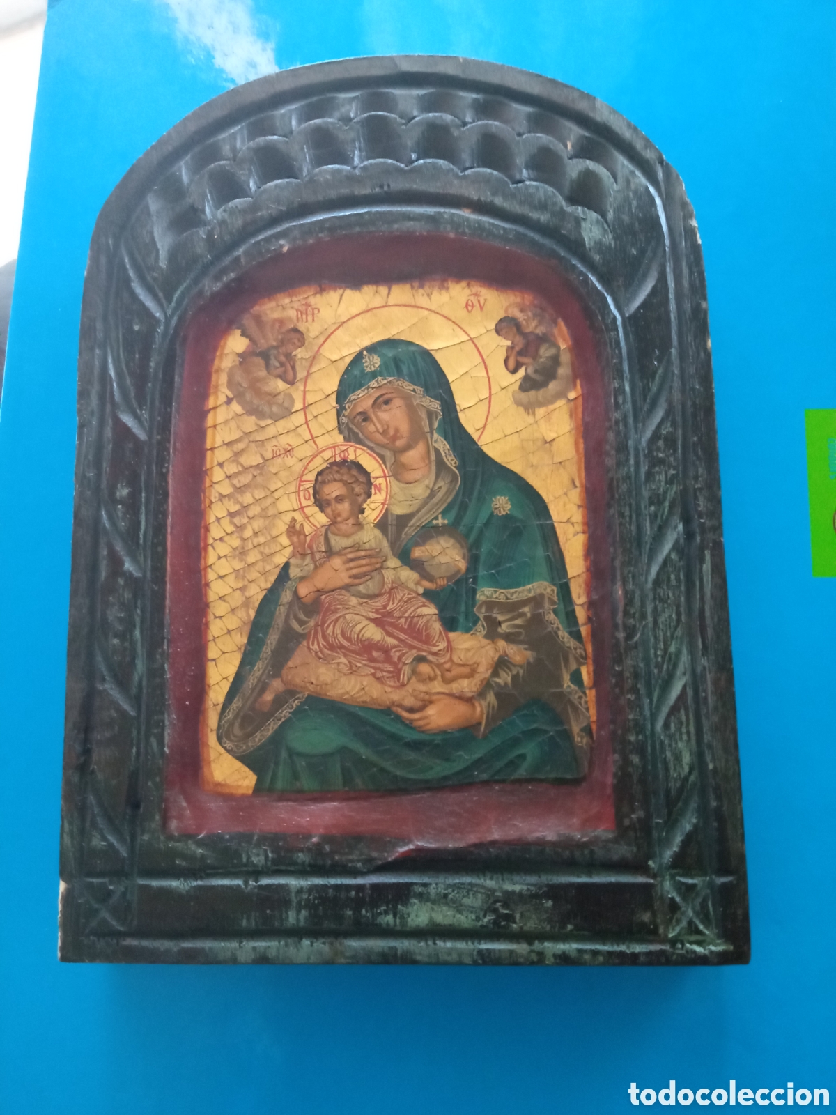 Arte: Antiguo icono con certificado,mide 20x14cm - Foto 1