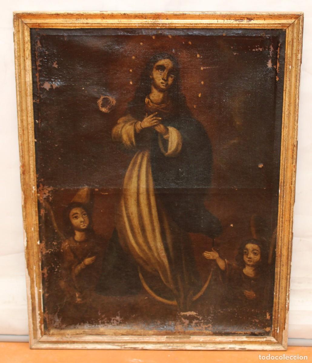 Arte: ESCUELA COLONIAL (SIGLO XVIII) OLEO SOBRE TELA. VIRGEN INMACULADA