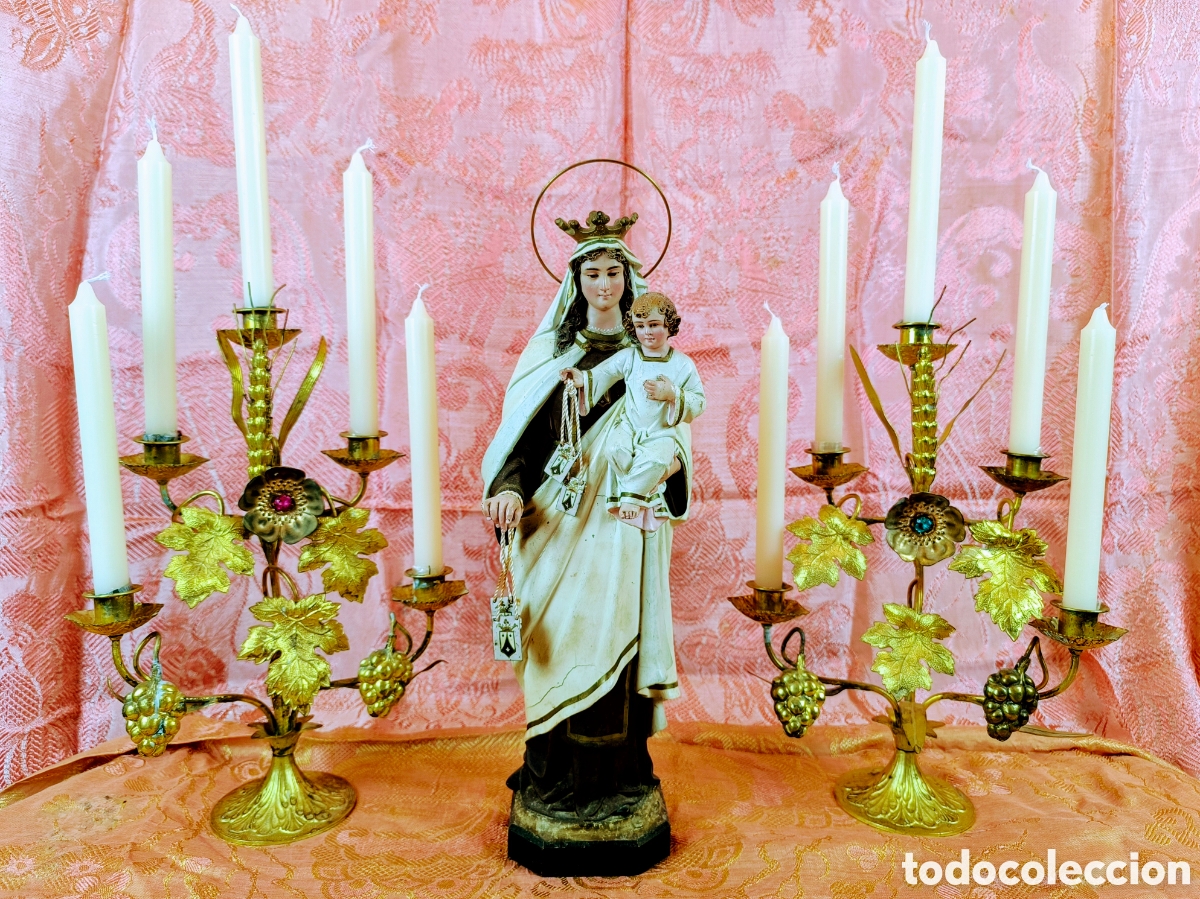 Arte: Virgen del Carmen, Olot, S.XIX, 46 CMS. - Foto 6