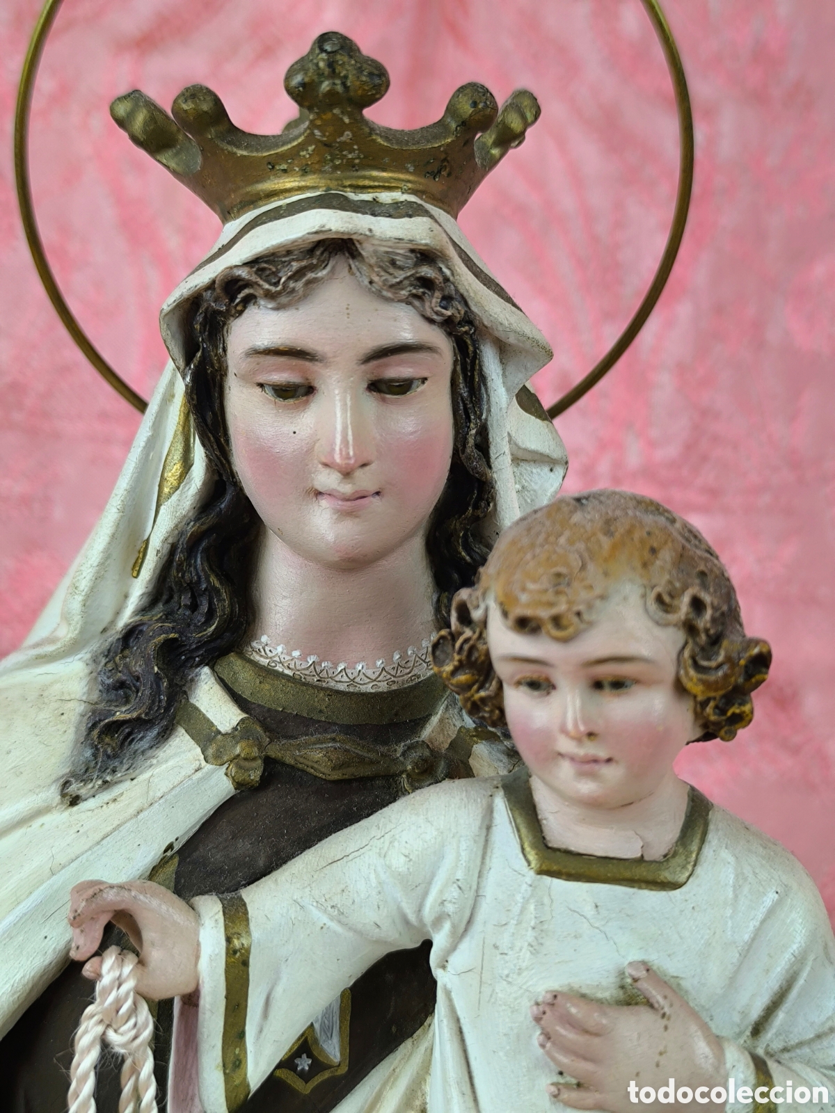 Arte: Virgen del Carmen, Olot, S.XIX, 46 CMS. - Foto 7
