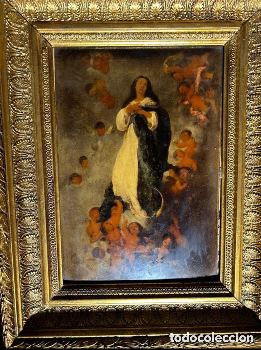Arte: &Oacute;leo sobre Cristal de &eacute;poca S.XIX - Foto 1
