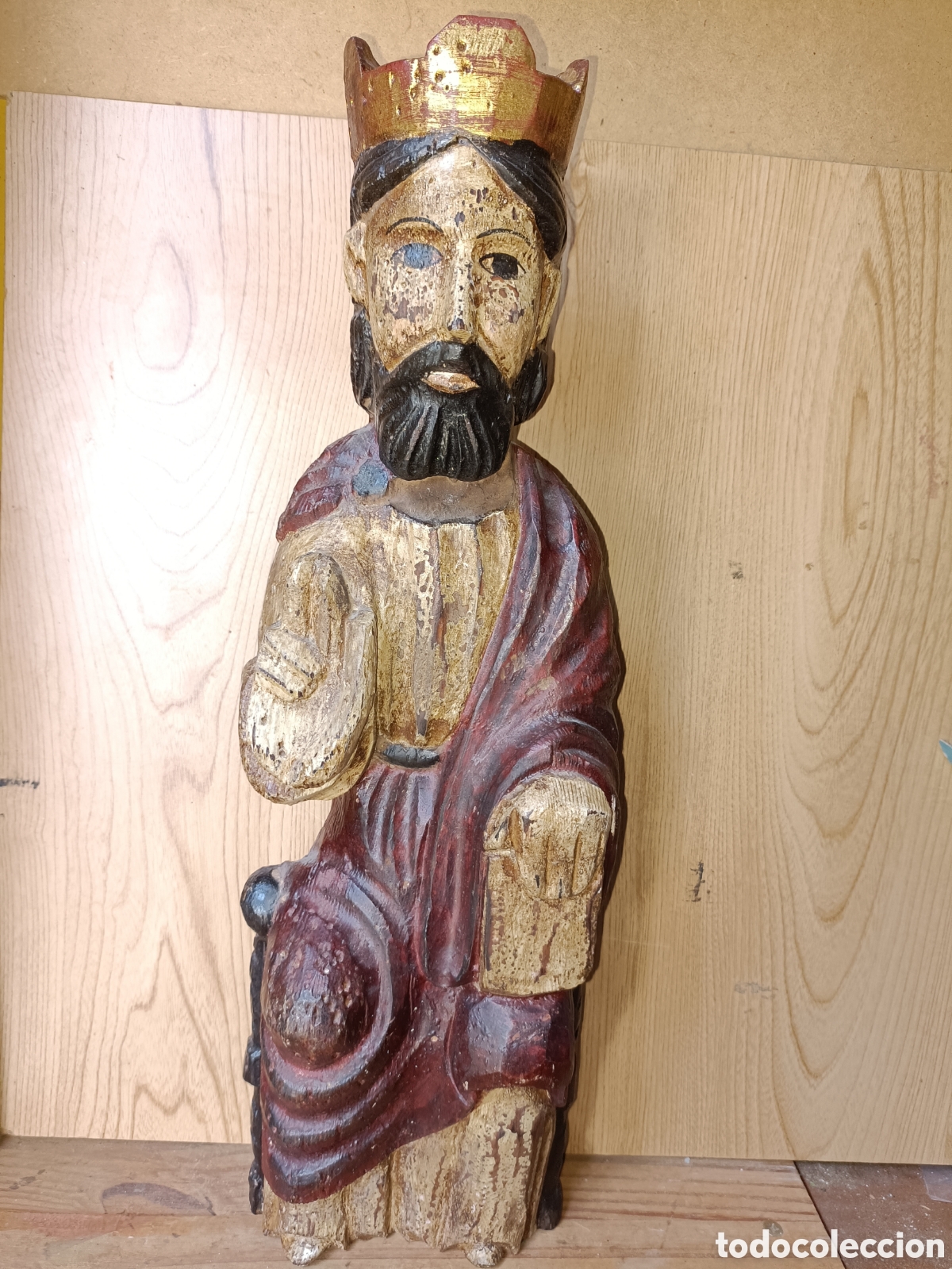 Arte: Cristo Pantocr&aacute;tor, madera policromada - Foto 1