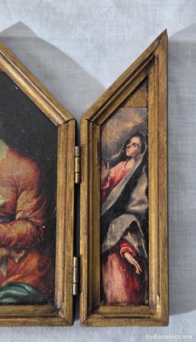 Arte: Triptico en madera dorada, Nacimiento de Jesus - Foto 2