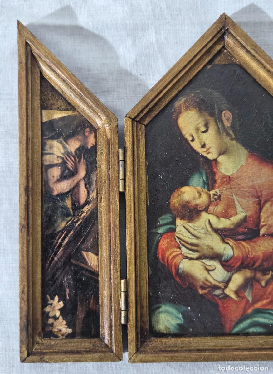 Arte: Triptico en madera dorada, Nacimiento de Jesus - Foto 4