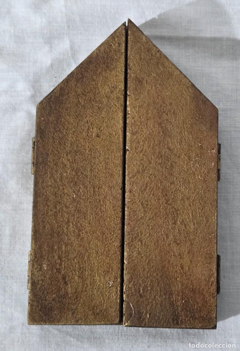 Arte: Triptico en madera dorada, Nacimiento de Jesus - Foto 6