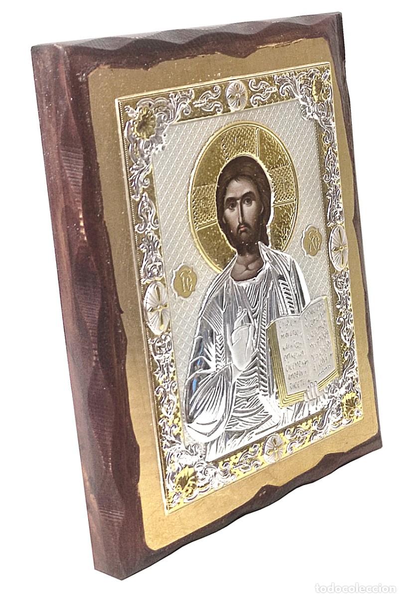 Arte: Icono Pantocrator en madera natural - Foto 2