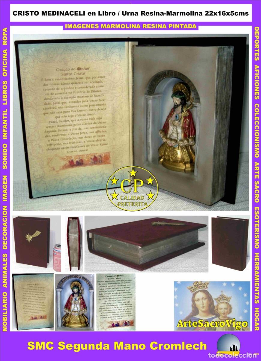 Arte: CRISTO MEDINACELI en Libro Urna/Hornacina en terciopelo. Medidas del Libro: 22x16x5 cms A&ntilde;os 90