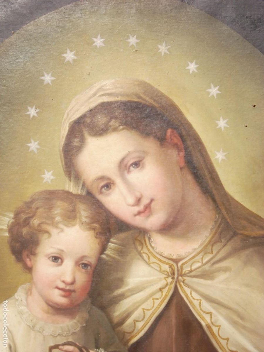 Arte: JOSEP GALLES I MALATS VIRGEN DEL CARMEN GRAN OLEO SOBRE LIENZO