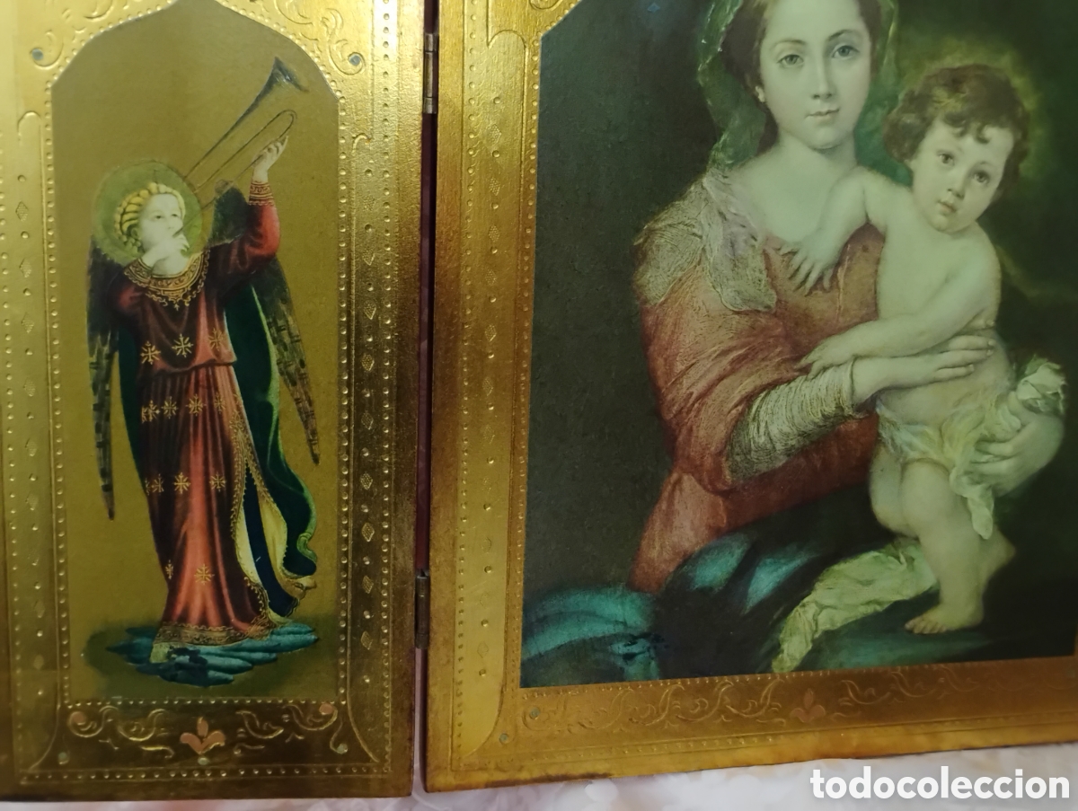 Arte: Se trata de un tr&iacute;ptico de tem&aacute;tica religiosa que representa a la Virgen Mar&iacute;a, en el panel central. - Foto 2