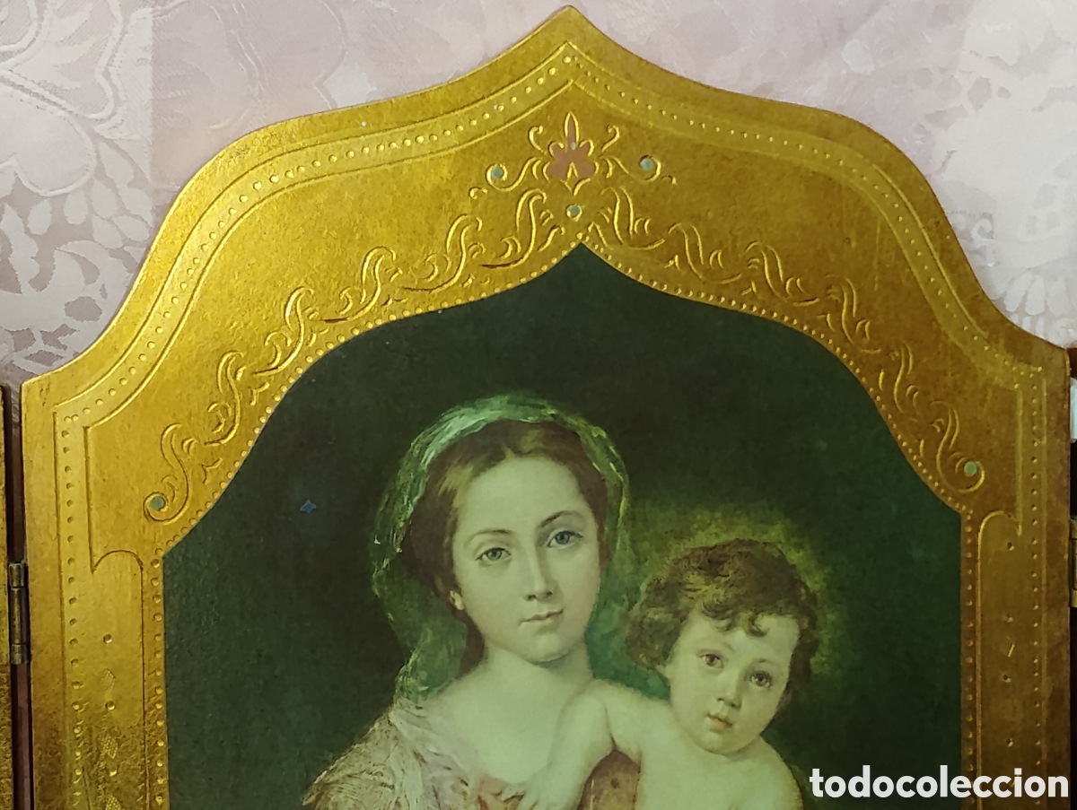 Arte: Se trata de un tr&iacute;ptico de tem&aacute;tica religiosa que representa a la Virgen Mar&iacute;a, en el panel central. - Foto 3