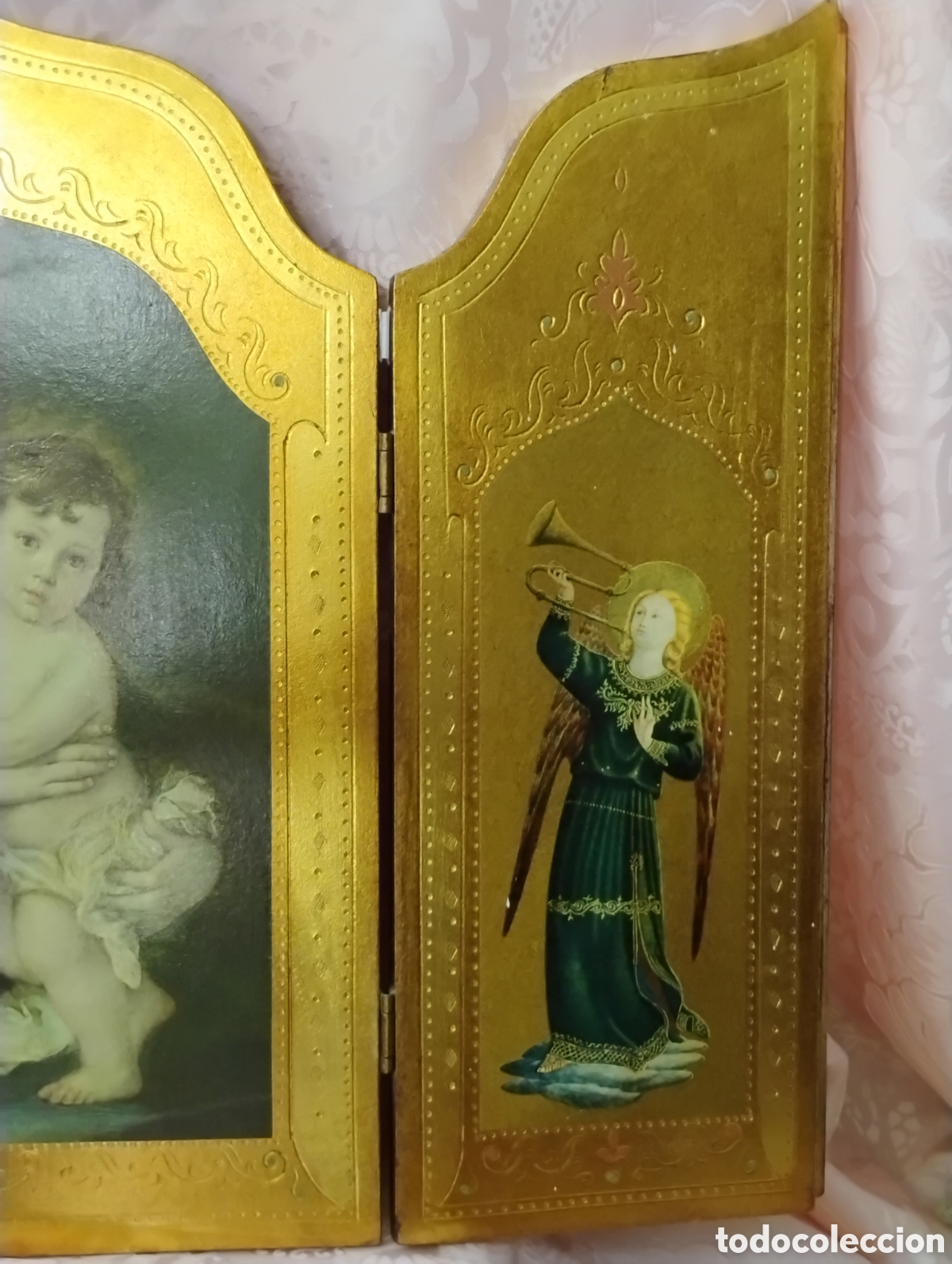 Arte: Se trata de un tr&iacute;ptico de tem&aacute;tica religiosa que representa a la Virgen Mar&iacute;a, en el panel central. - Foto 4
