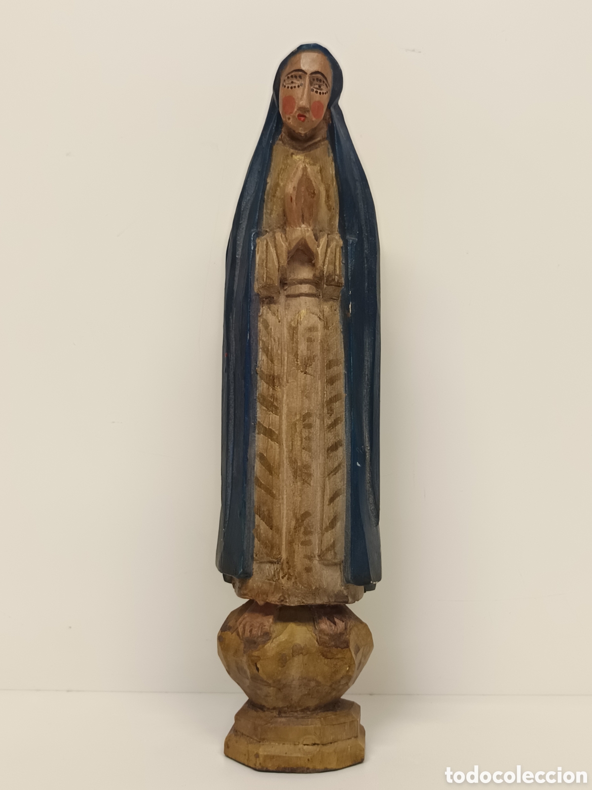 Arte: Virgen antigua tallada en madera - Foto 1