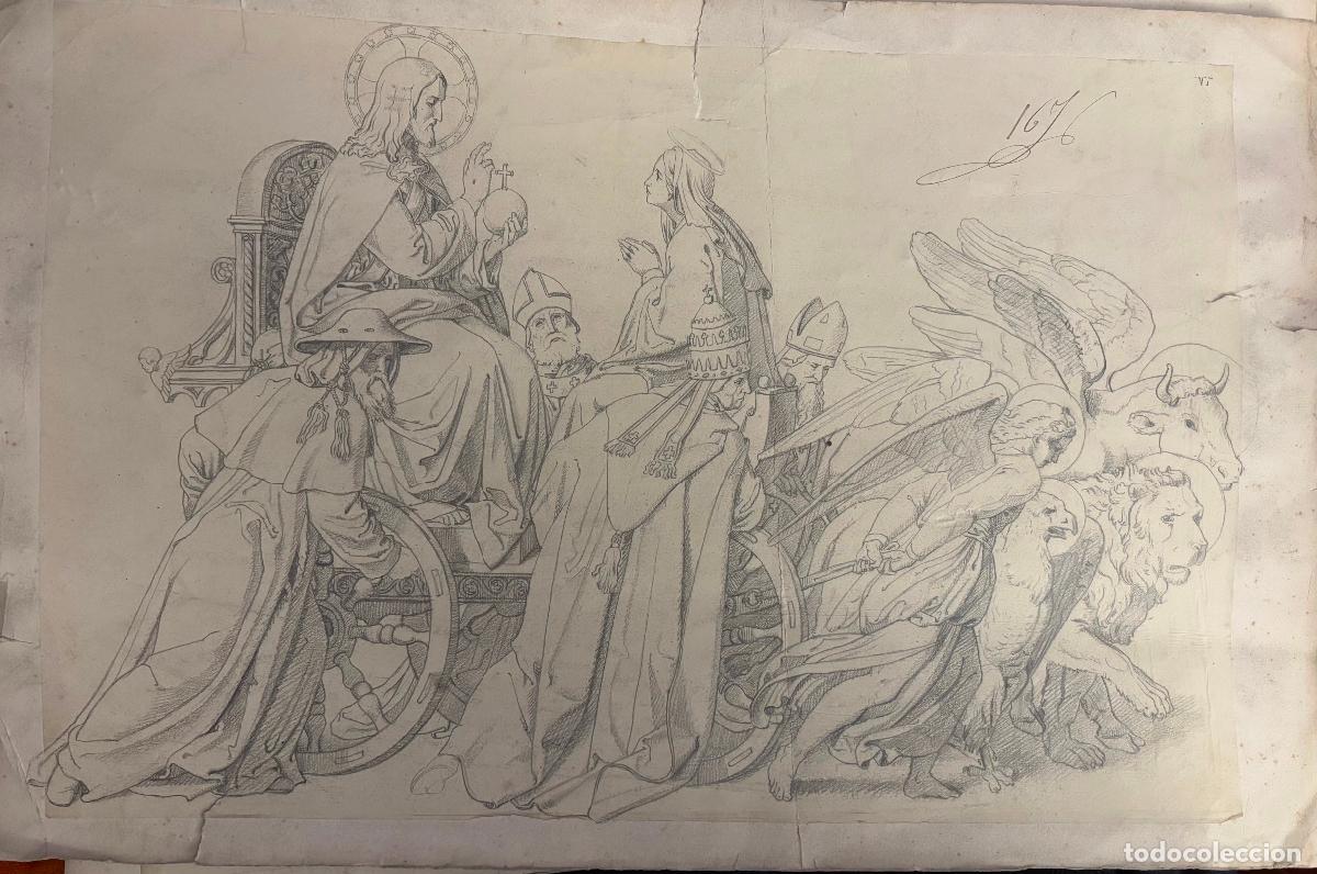 Arte: Dibujo de tema b&iacute;blico, S XIX - Foto 1