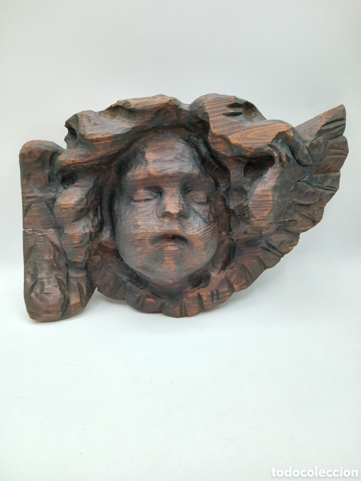 Arte: Querubin alado. Madera tallada - Foto 1