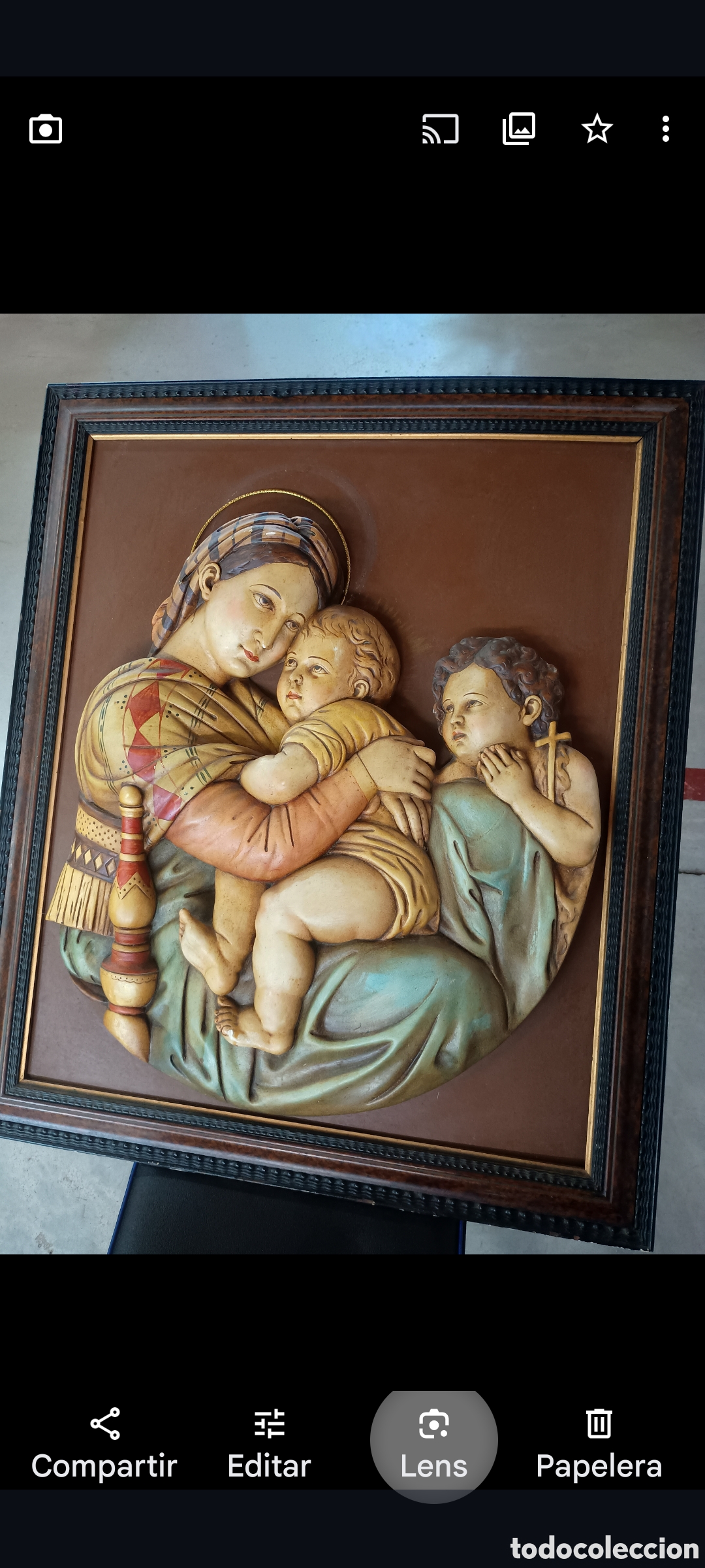 Arte: Virgen con ni&ntilde;o relieve retablo - Foto 2
