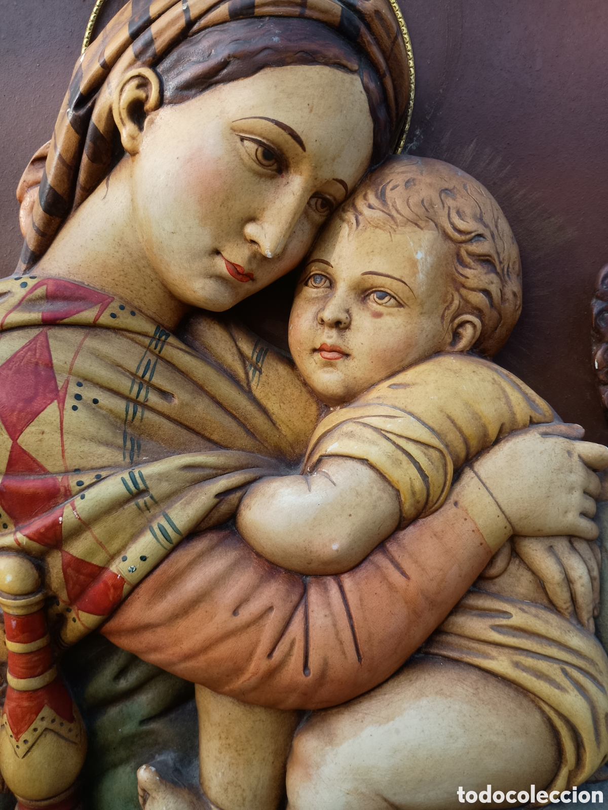 Arte: Virgen con ni&ntilde;o relieve retablo - Foto 6