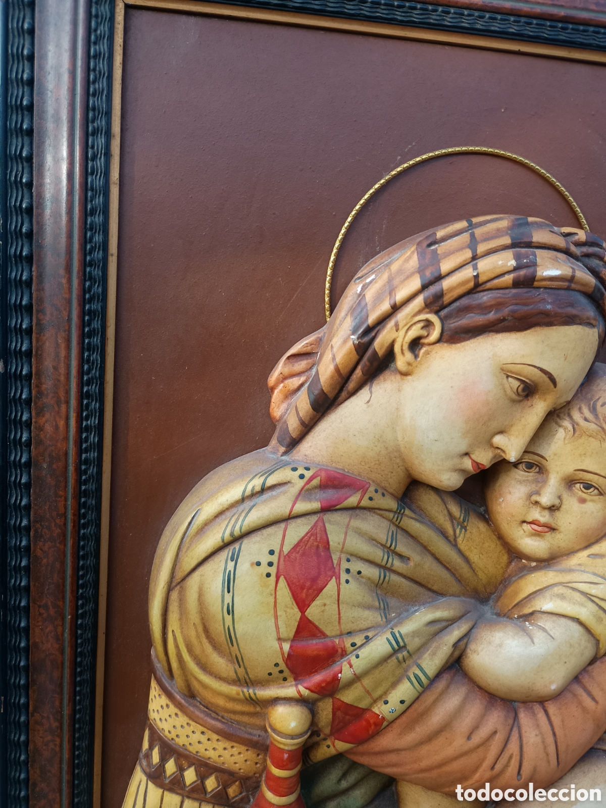 Arte: Virgen con ni&ntilde;o relieve retablo - Foto 7