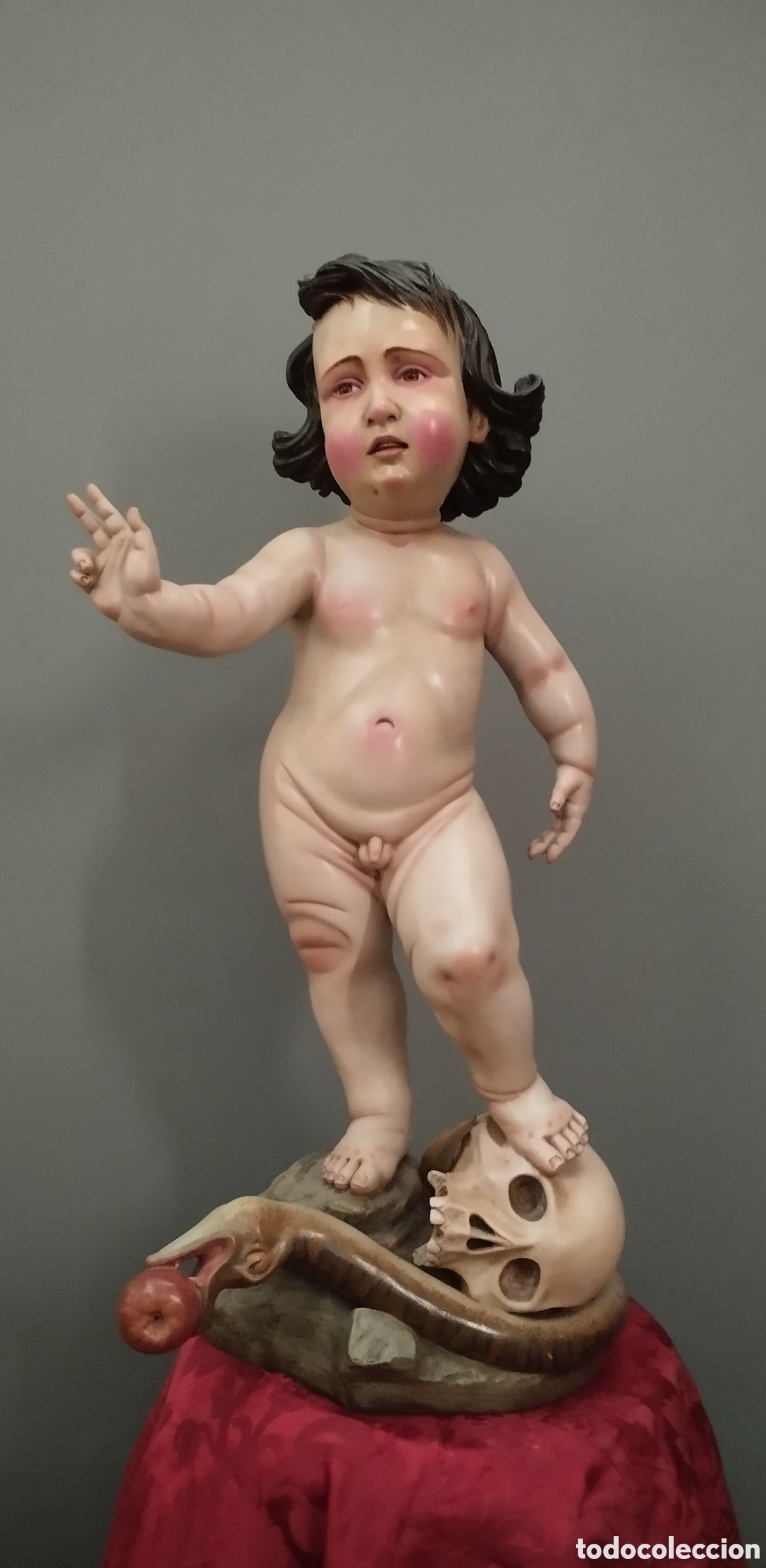 Arte: Ni&ntilde;o Jes&uacute;s con calavera y serpiente - Foto 1