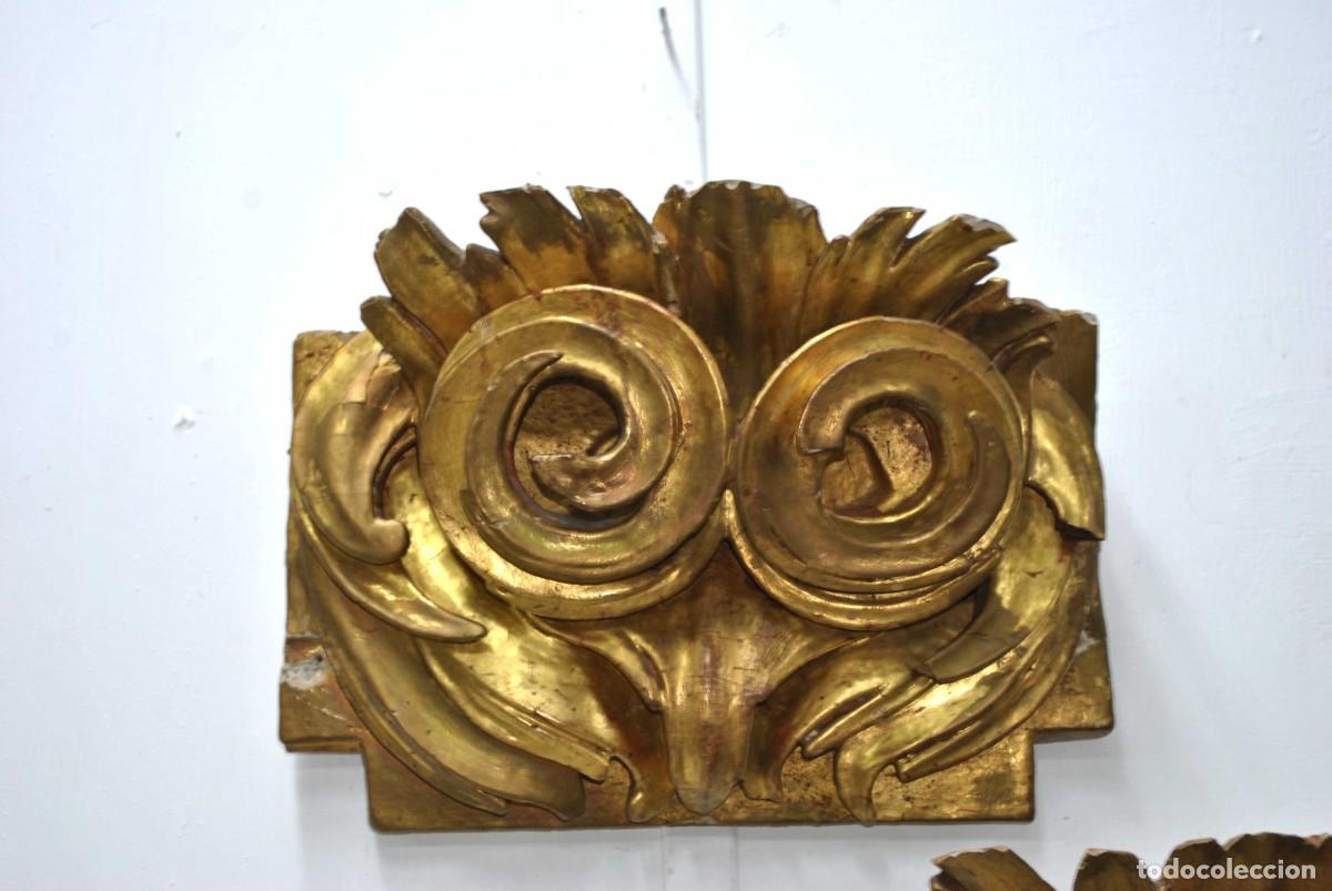 Arte: PAREJA DE RETABLOS DE MADERA TALLADA Y PAN DE ORO - Foto 4