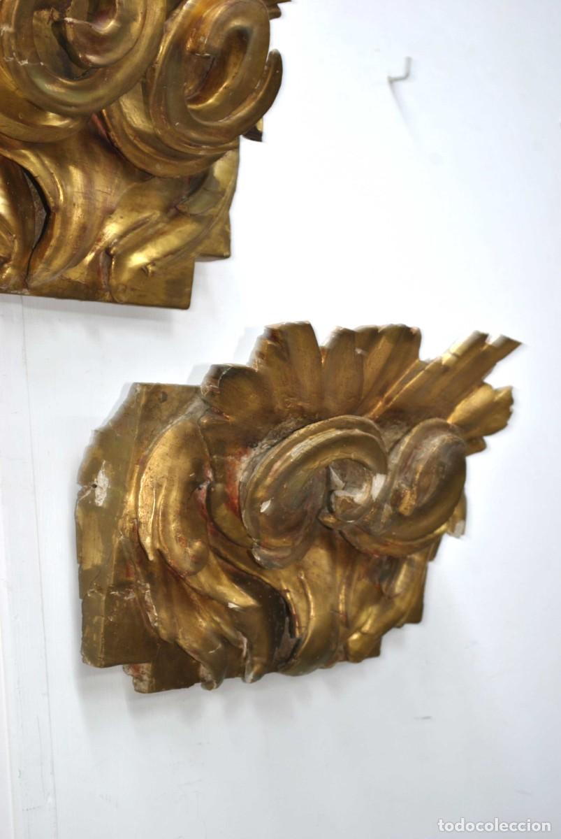 Arte: PAREJA DE RETABLOS DE MADERA TALLADA Y PAN DE ORO - Foto 7