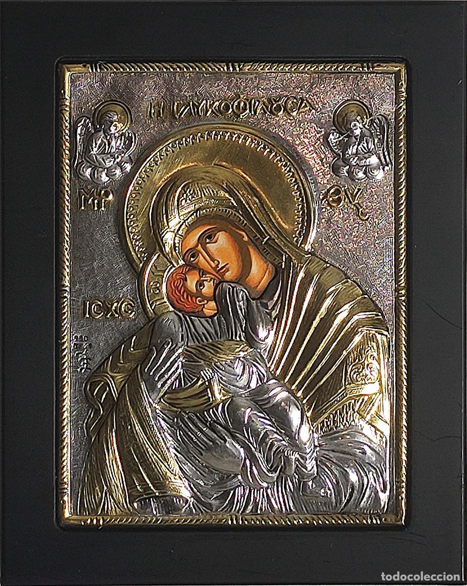 Arte: ICONO DE PLATA Y ORO VIRGE DE LA TERNURA - Foto 1