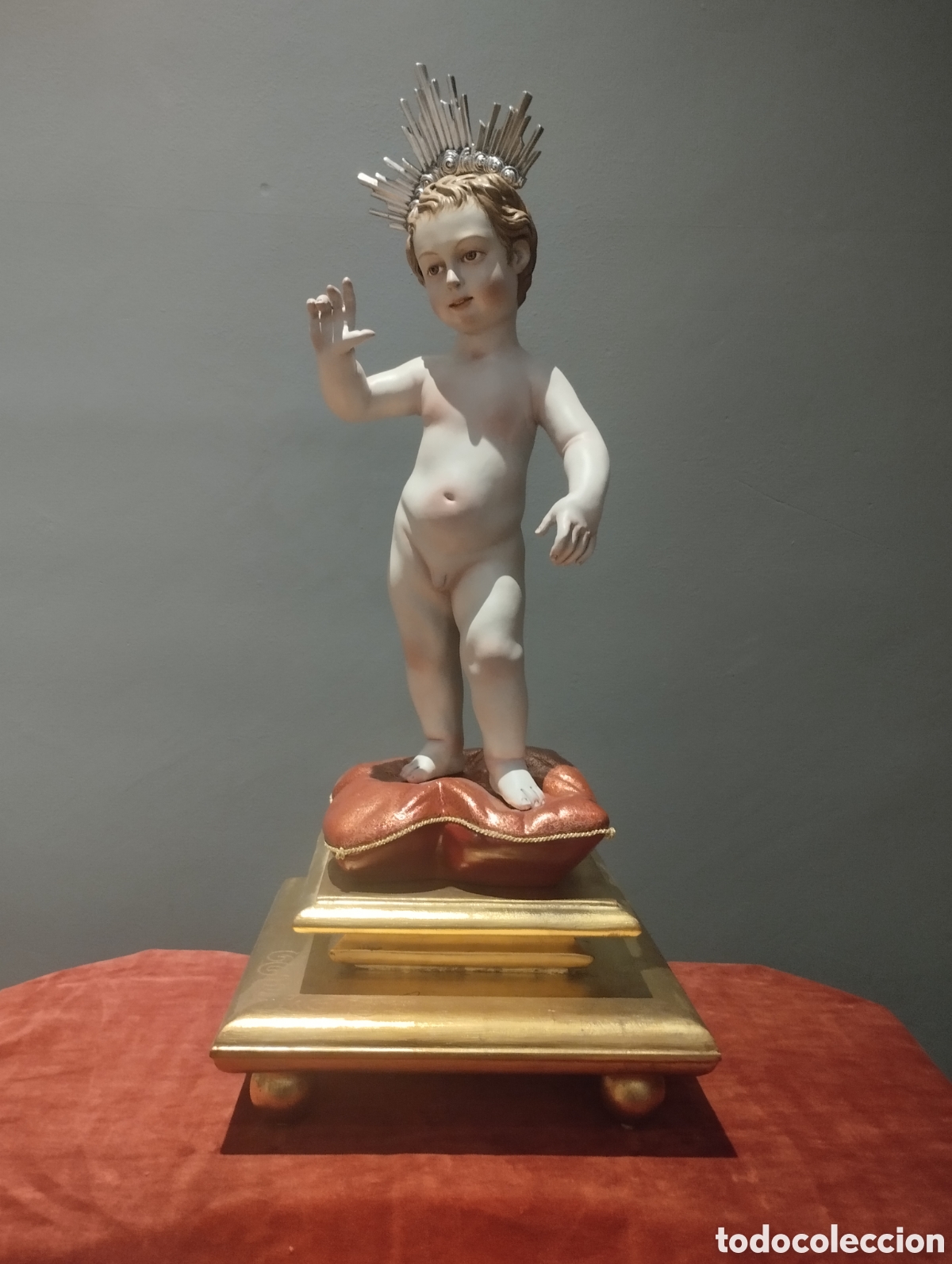 Arte: Ni&ntilde;o Jes&uacute;s en coj&iacute;n barro - Foto 1