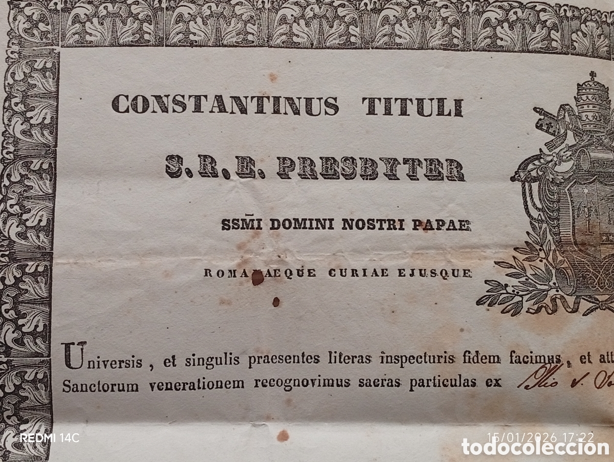 Arte: Certificado eclesi&aacute;stico de reliquias originales - Foto 2