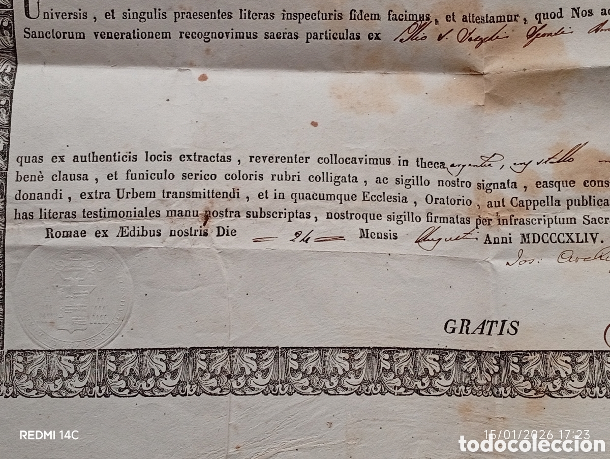 Arte: Certificado eclesi&aacute;stico de reliquias originales - Foto 7