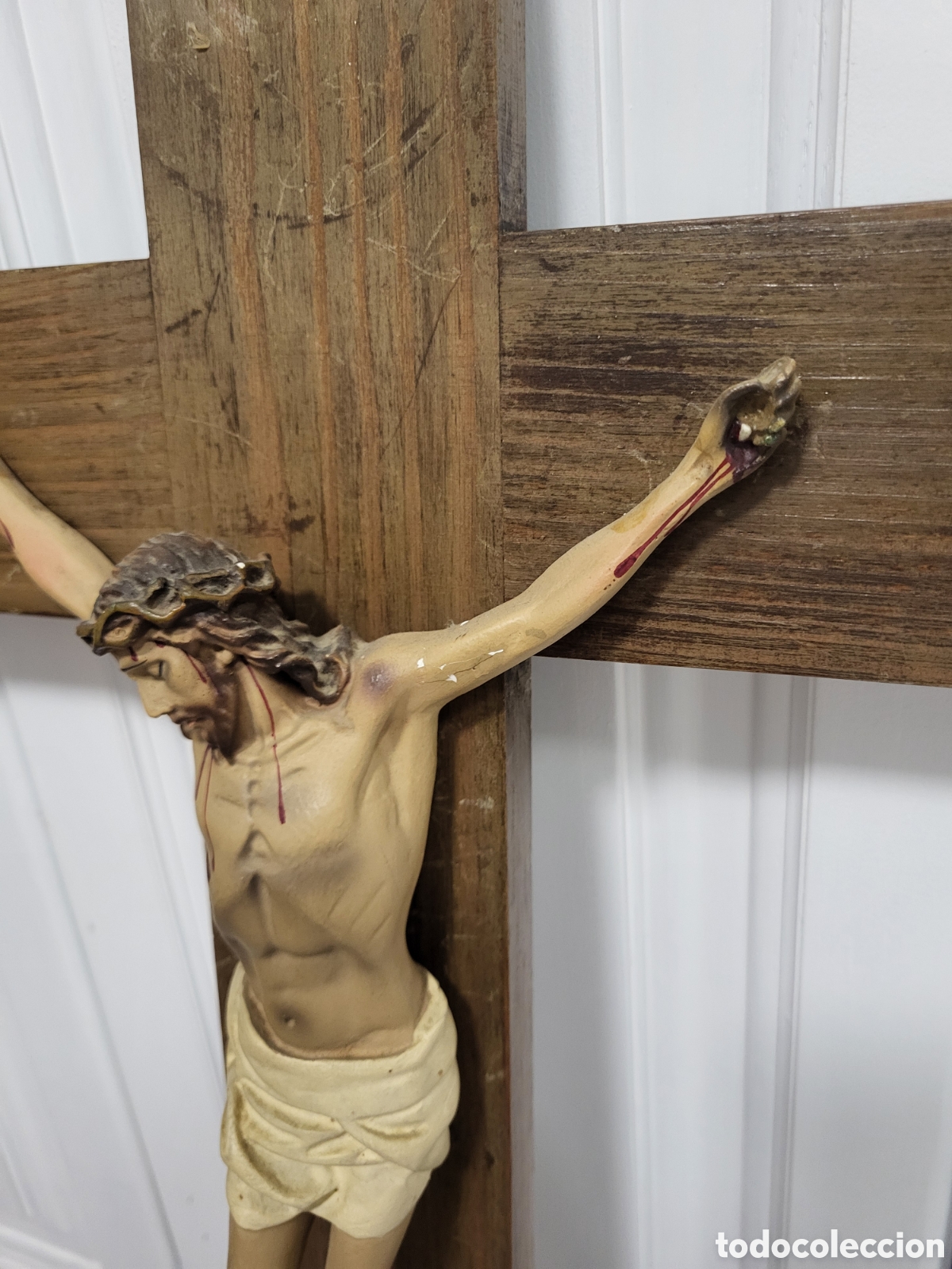 Arte: Cristo Crucificado en cruz de madera - Foto 3