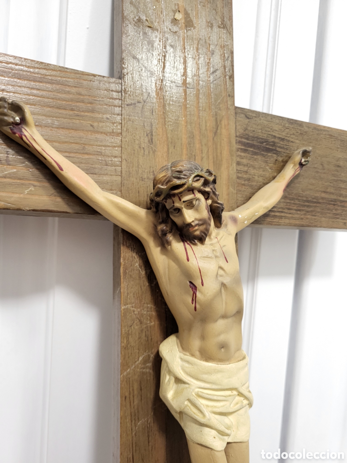 Arte: Cristo Crucificado en cruz de madera - Foto 4