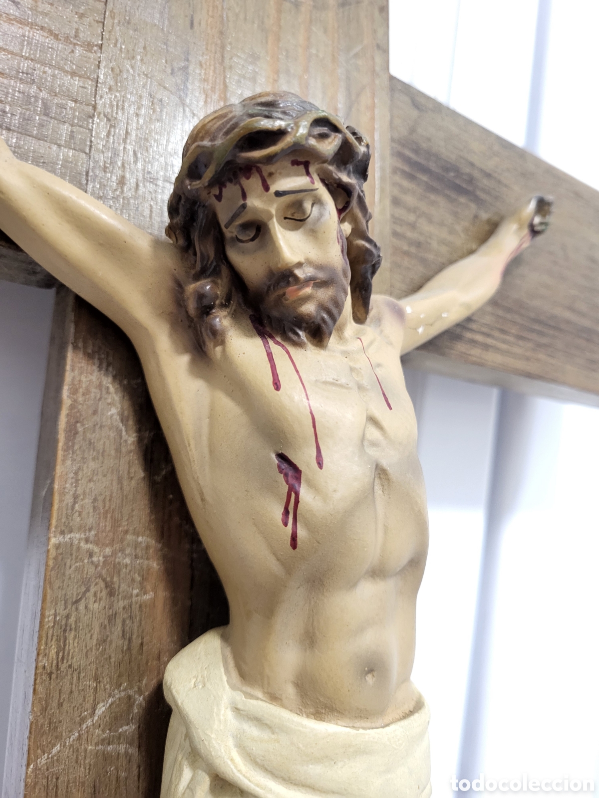 Arte: Cristo Crucificado en cruz de madera - Foto 6