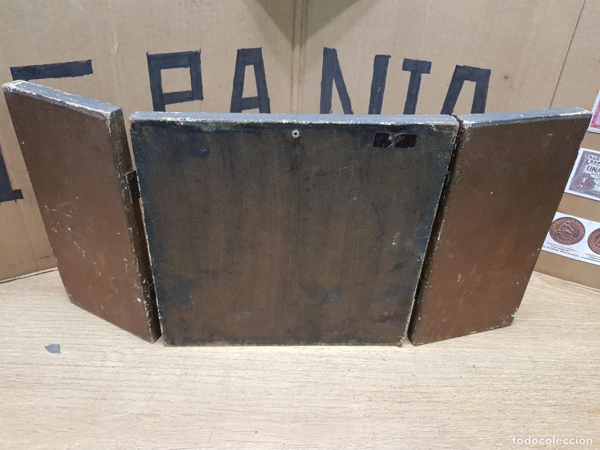 Arte: ANTIGUO TRIPTICO RELIGIOSO - Foto 5