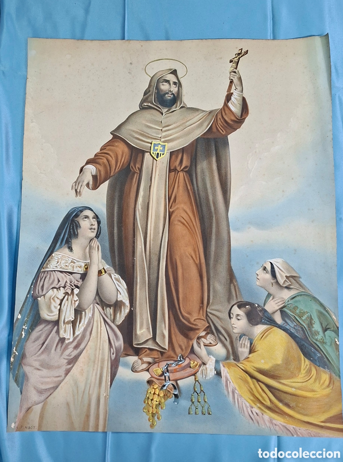 Arte: Litograf&iacute;a coloreada de San Francisco de As&iacute;s - Foto 2