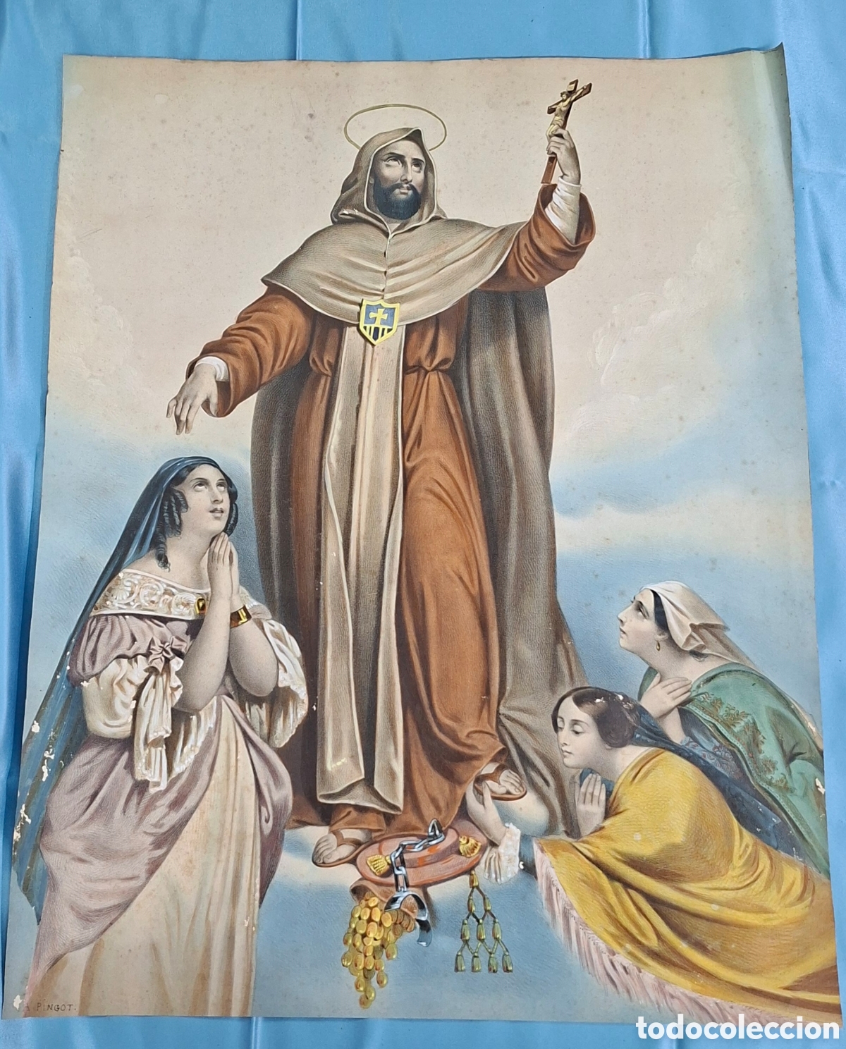 Arte: Litograf&iacute;a coloreada de San Francisco de As&iacute;s - Foto 3