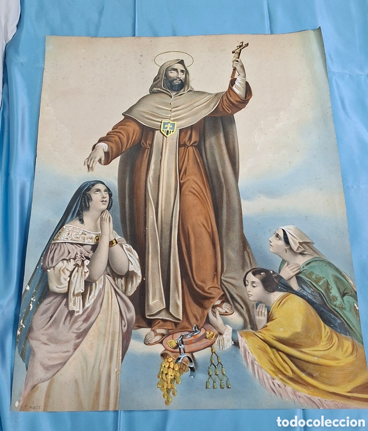 Arte: Litograf&iacute;a coloreada de San Francisco de As&iacute;s - Foto 4