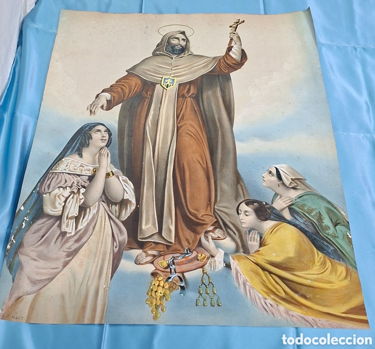 Arte: Litograf&iacute;a coloreada de San Francisco de As&iacute;s - Foto 5